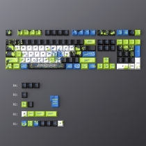 Blue Green Graffiti 104+22 PBT Dye-subbed Keycaps Set Cherry Profile for MX Switches Mechanical Gaming Keyboard